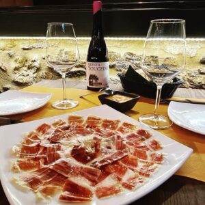 Jamón ibérico con Ribeira Sacra
